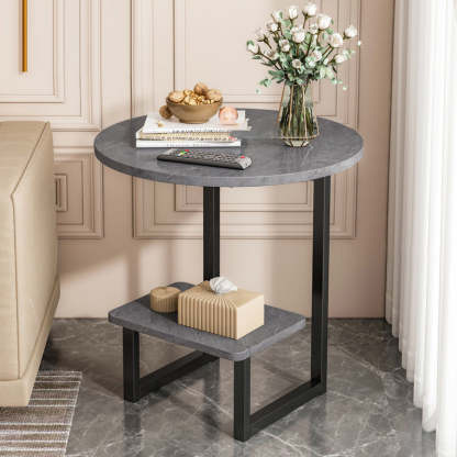 Nordic G-Shape Steel 2-Tier End Table