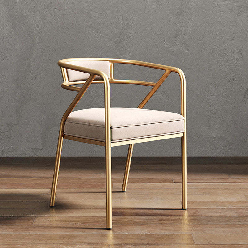 Modern Ring Leather Linen Alloy Dining Chair