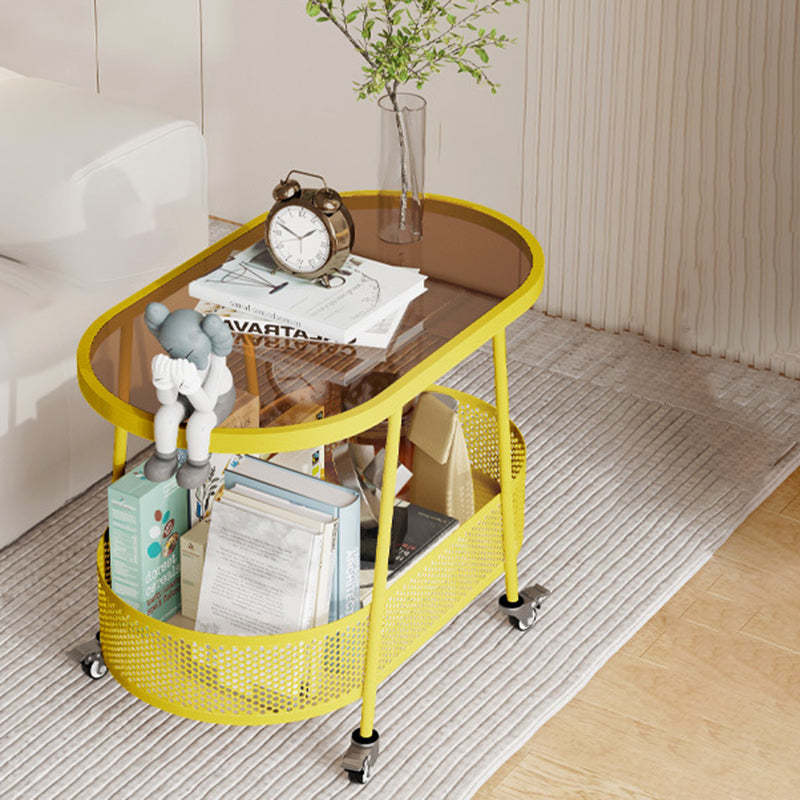 Minimalist Iron Glass 2-Tier End Table