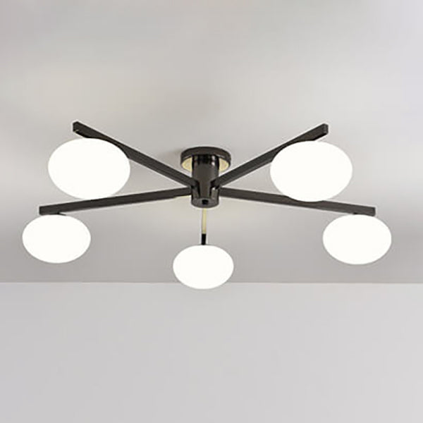 Nordic Glass Iron Ball 3/4/5-Light Semi-Flush Ceiling Light — 5 / 220V-240V For UK/AU / Chrome