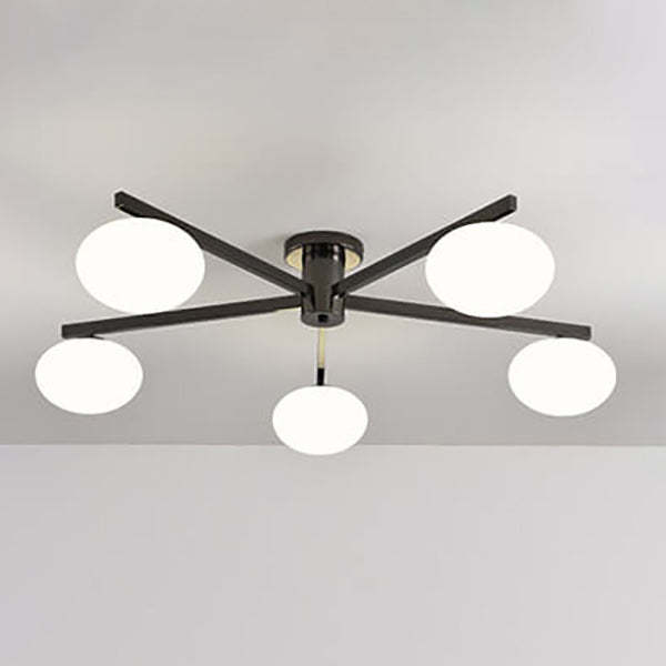 Nordic Glass Iron Ball 3/4/5-Light Semi-Flush Ceiling Light — 5 / 220V-240V For UK/AU / Chrome