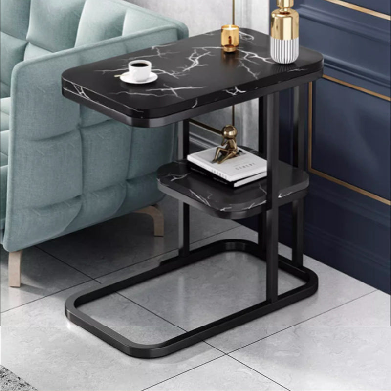 Luxury Rectangular Faux Metal 2-Tier Side Table — 1 / White Tabletop + Gold Frame
