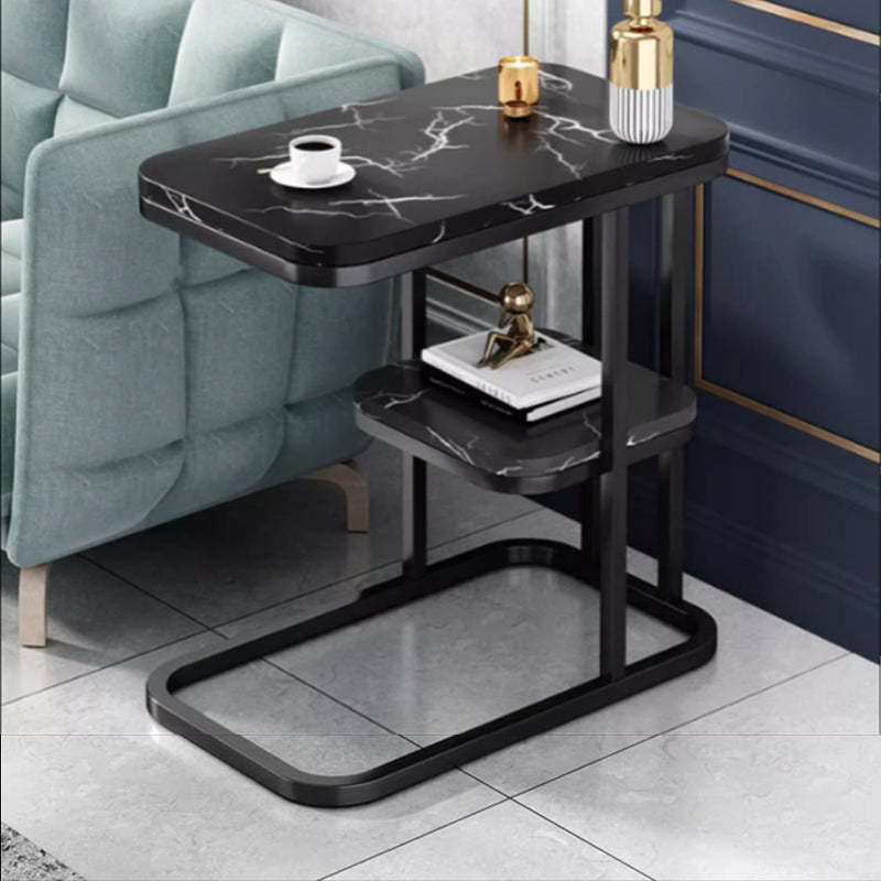 Luxury Rectangular Faux Metal 2-Tier Side Table — 1 / White Tabletop + Gold Frame