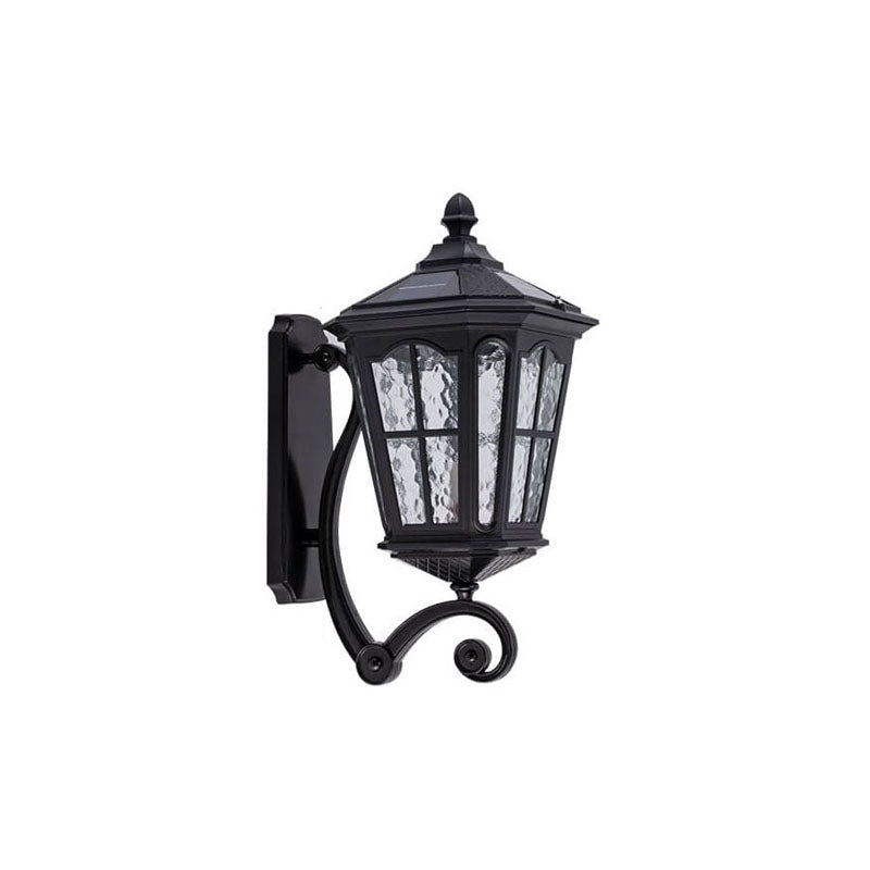 European Solar Lantern Aluminum Glass Outdoor Wall Sconce