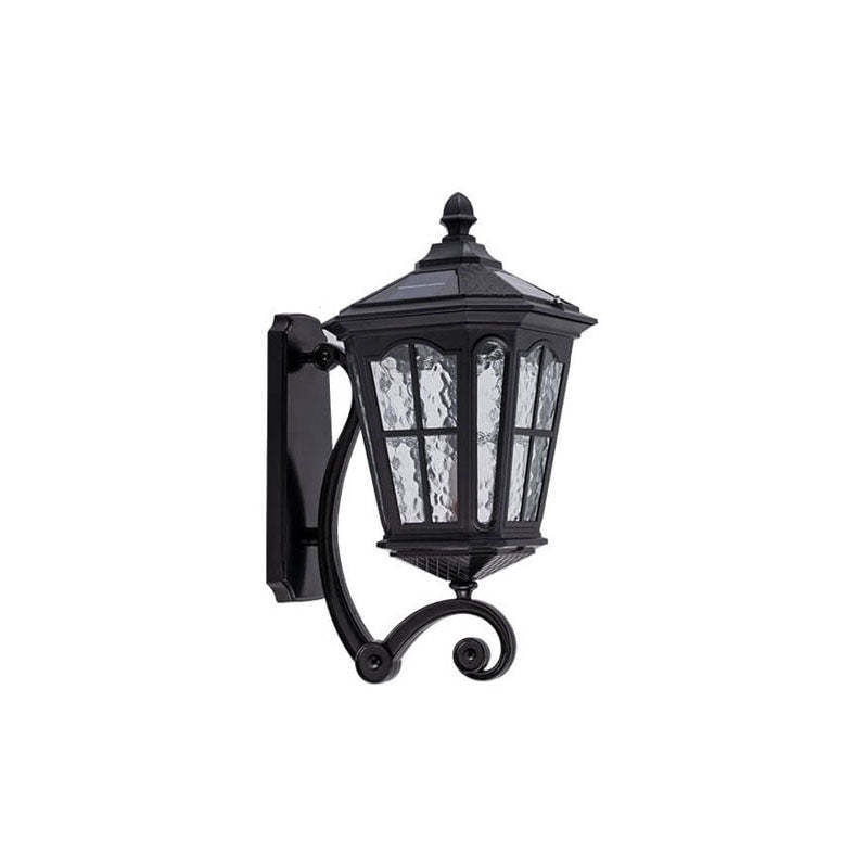 European Solar Lantern Aluminum Glass Outdoor Wall Sconce