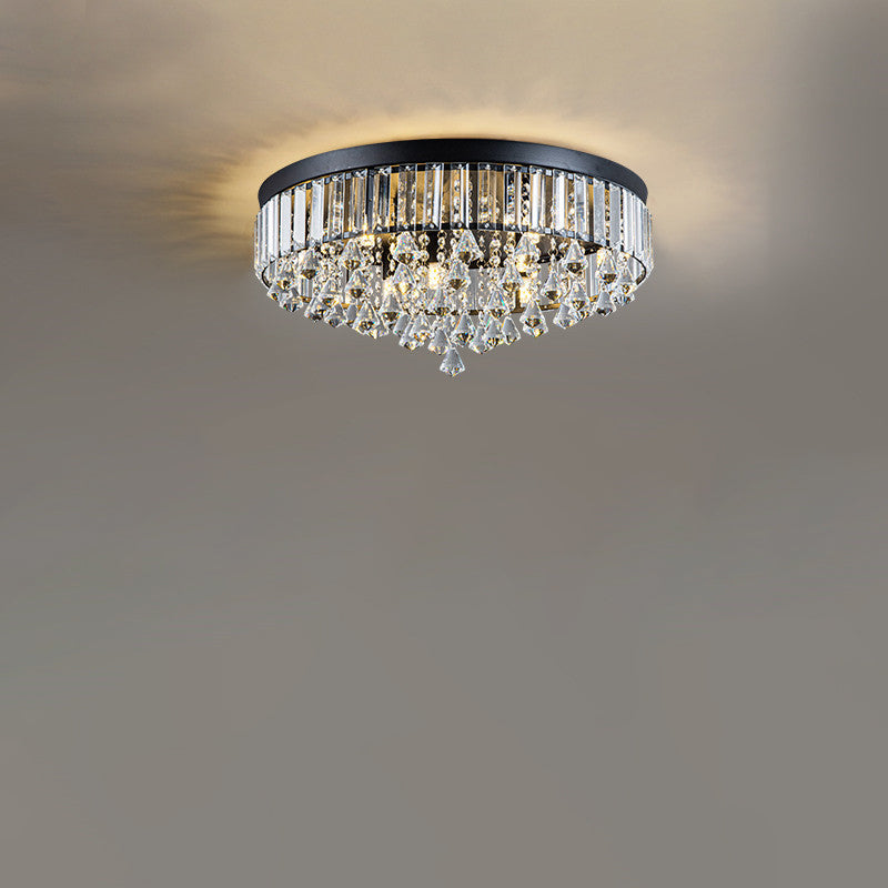 Modern Round Iron Crystal Beads 6/9-Light Flush Mount