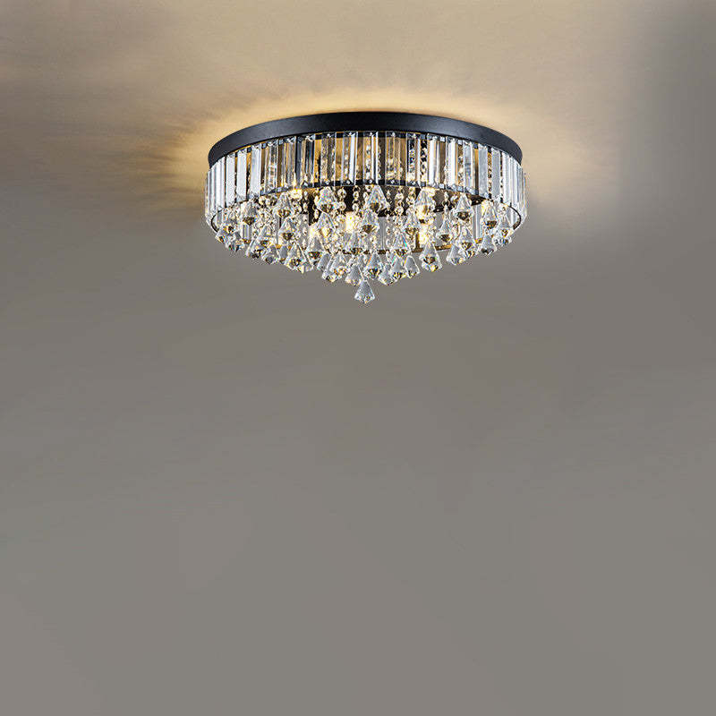 Modern Round Iron Crystal Beads 6/9-Light Flush Mount