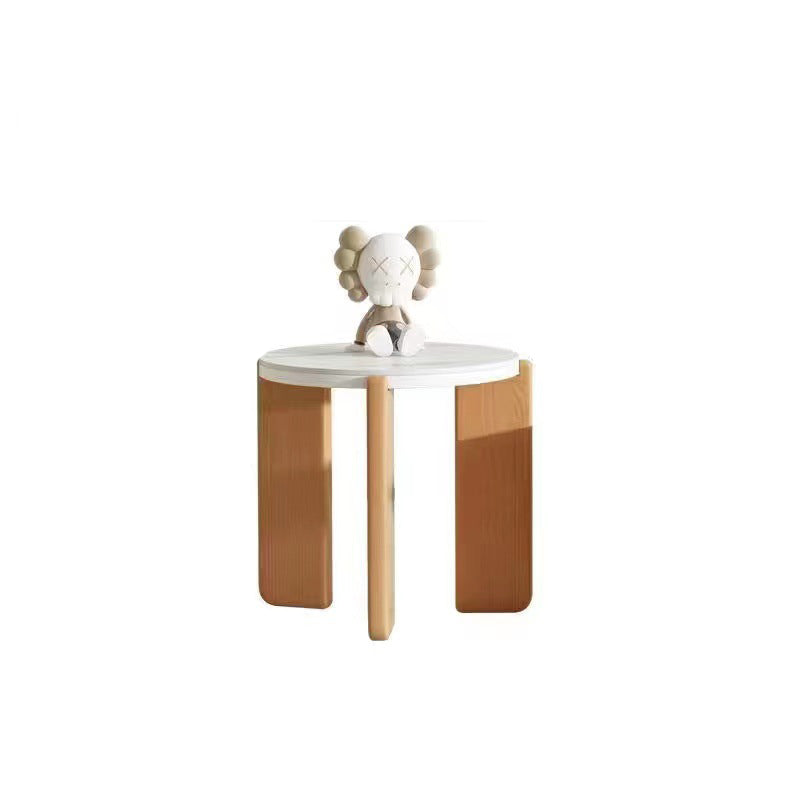 Contemporary Rock Beam Three-Leg Wood Coffee Table
