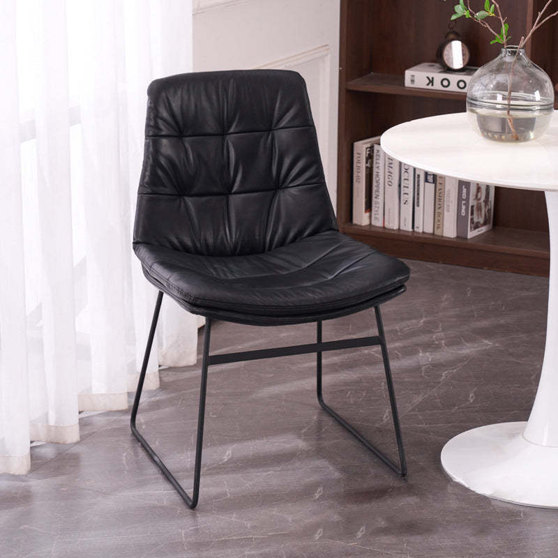 Scandinavian Iron Leather Chair — Black
