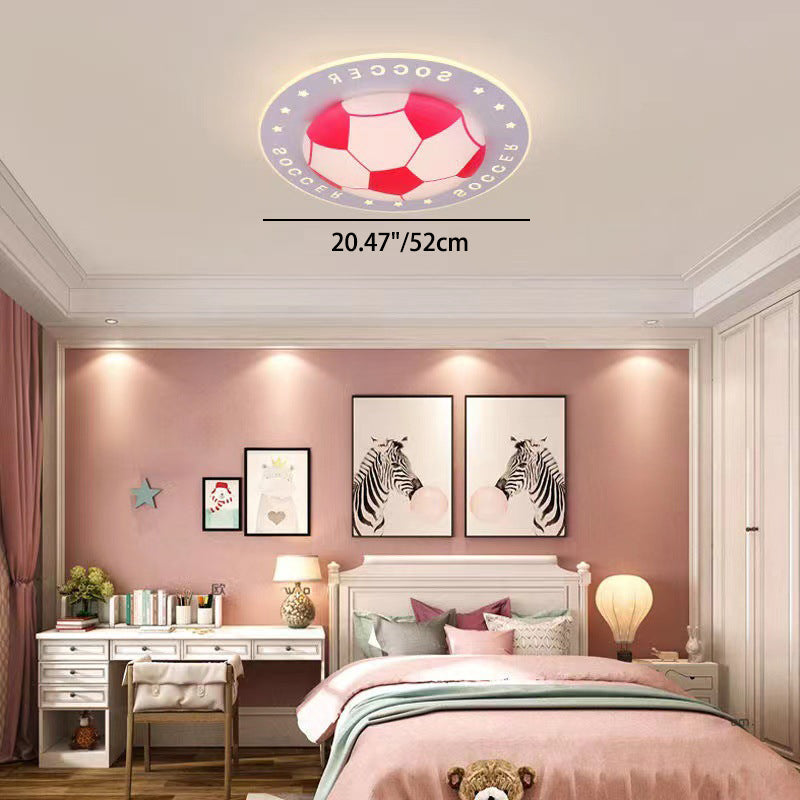 Art Deco Soccer Ball Acrylic Iron LED Flush Light