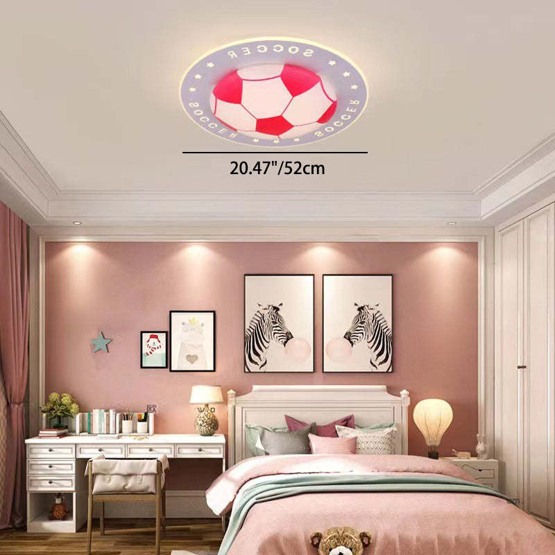 Art Deco Soccer Ball Acrylic Iron LED Flush Light