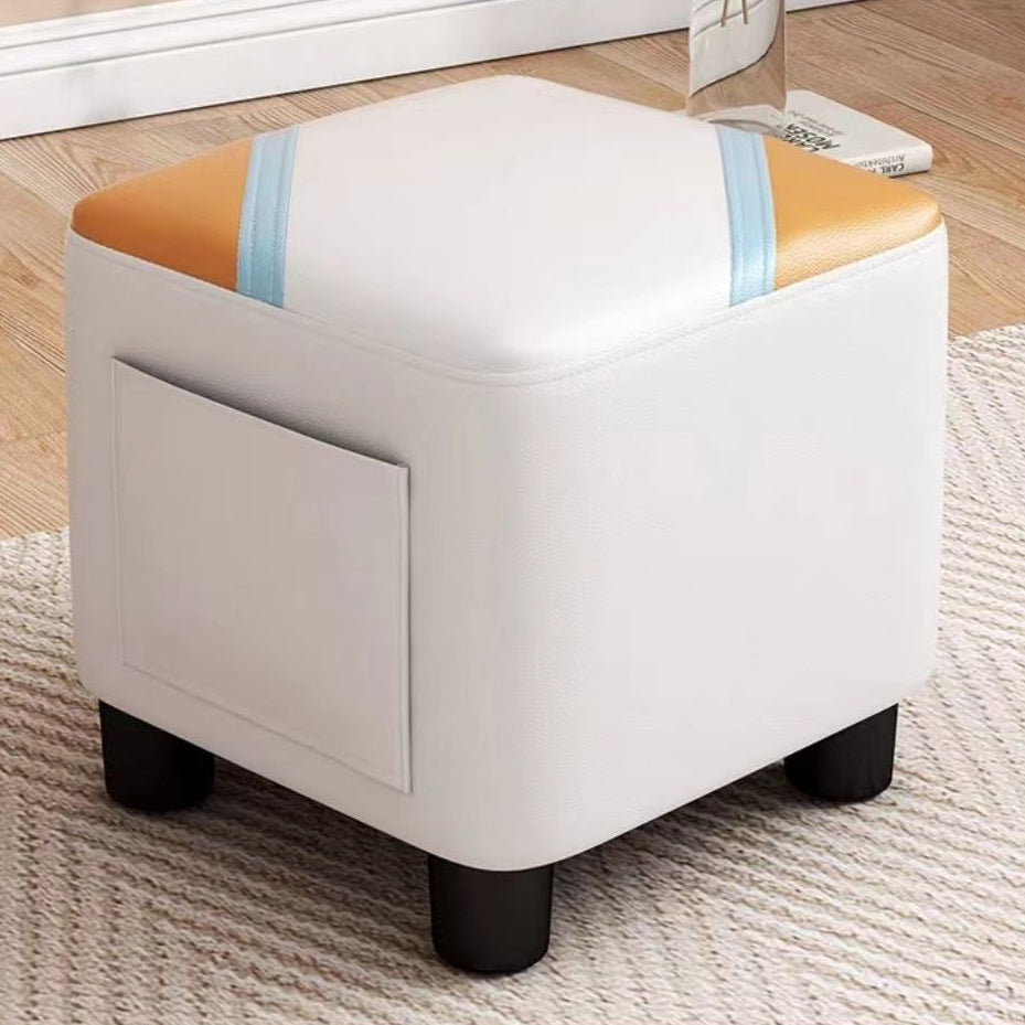 Scandinavian Tech Fabric Wood Low Stool — Sky Blue