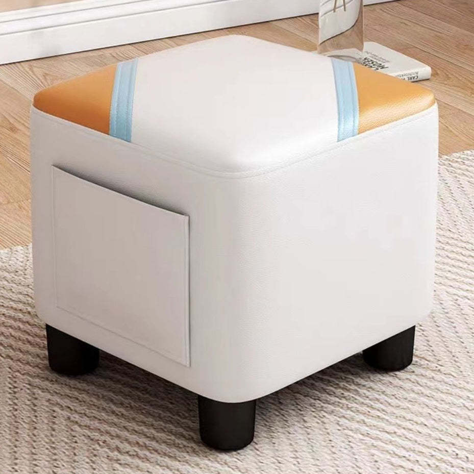 Scandinavian Tech Fabric Wood Low Stool — Sky Blue