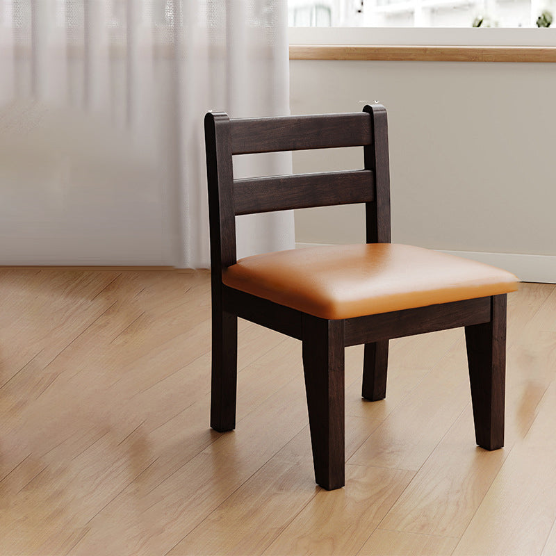 Minimalist Square Leather Solid Wood Chair — B - Green