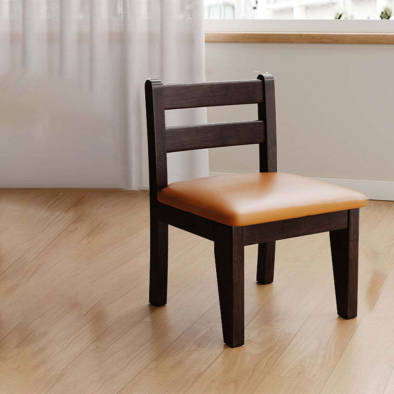 Minimalist Square Leather Solid Wood Chair — B - Green