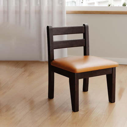 Minimalist Square Leather Solid Wood Chair — B - Green