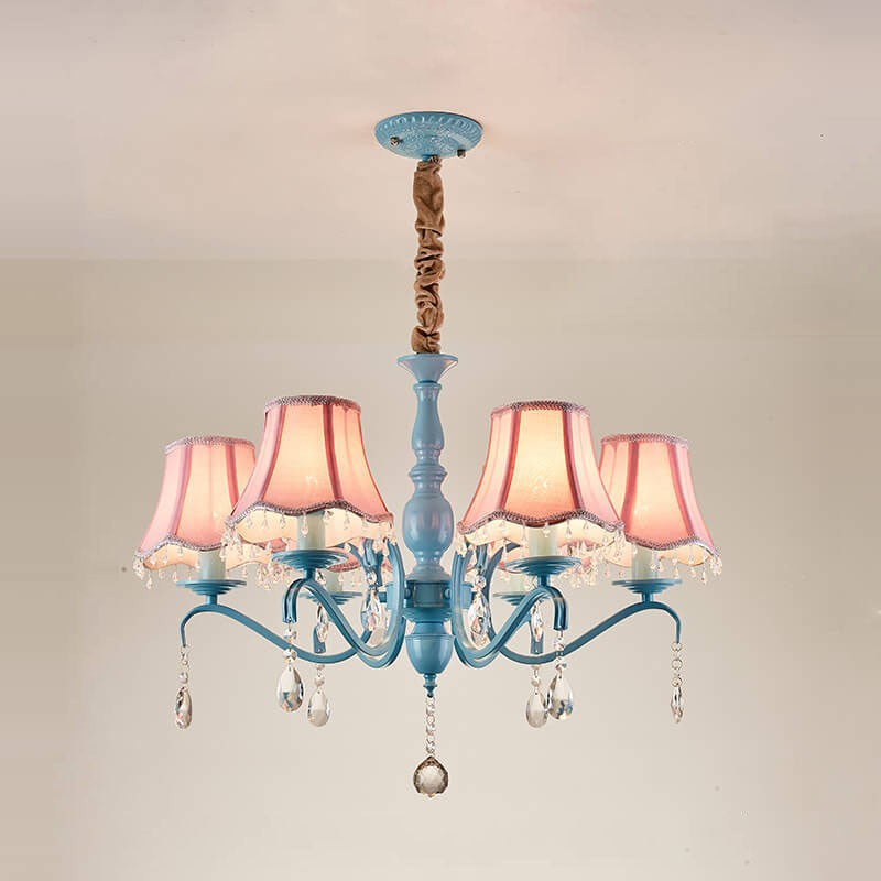 Modern Cone Iron Crystal Fabric Chandelier