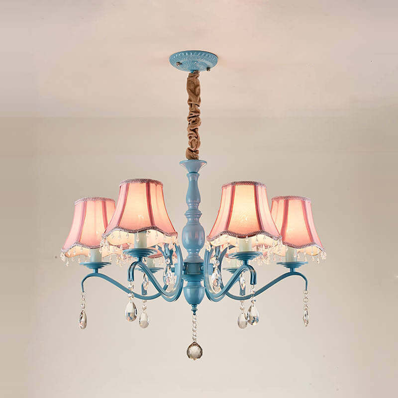 Modern Cone Iron Crystal Fabric Chandelier