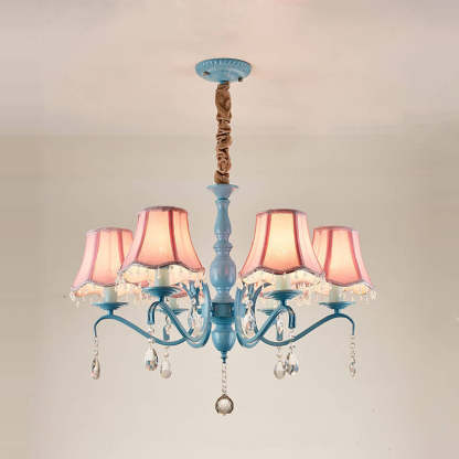 Modern Cone Iron Crystal Fabric Chandelier