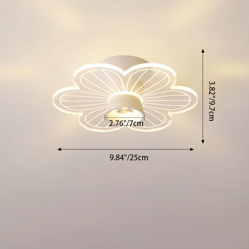 Round Rose Flower Iron Acrylic LED Flush Ceiling Light