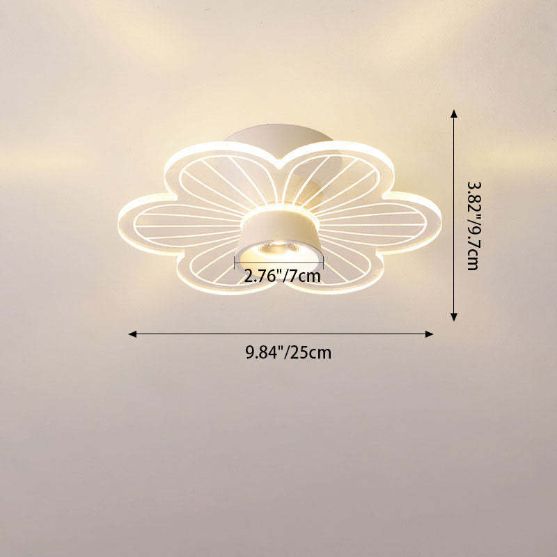 Round Rose Flower Iron Acrylic LED Flush Ceiling Light