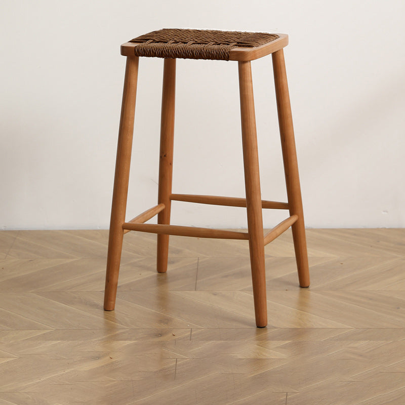 Japanese Rope Woven Wooden Bar Stool