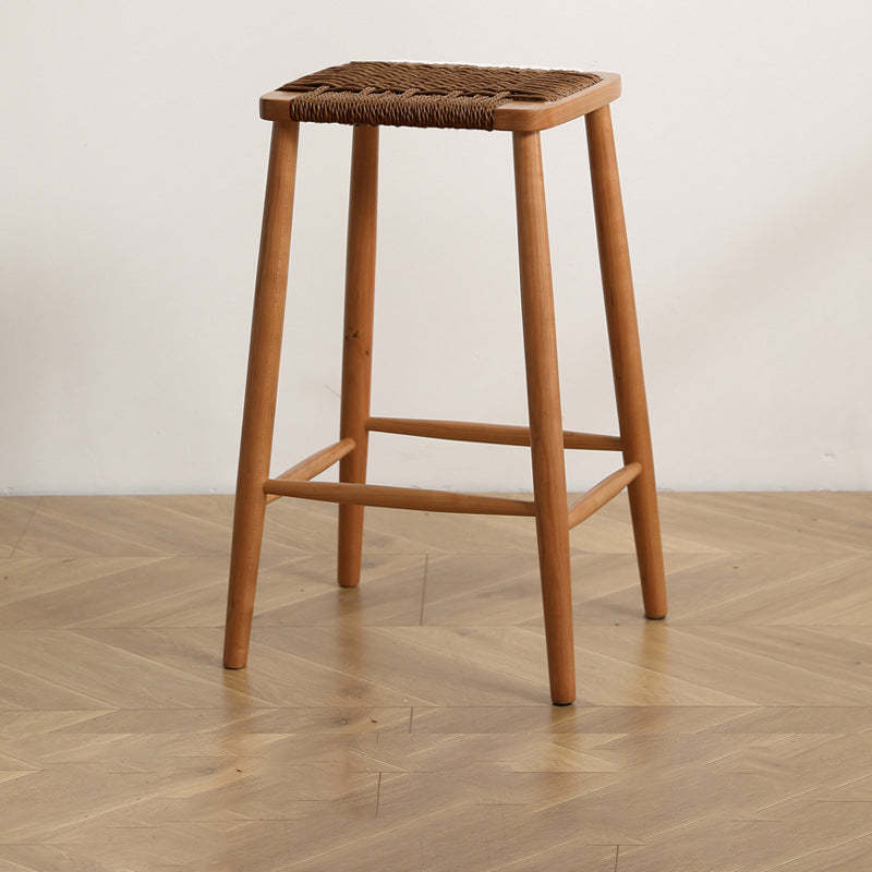 Japanese Rope Woven Wooden Bar Stool