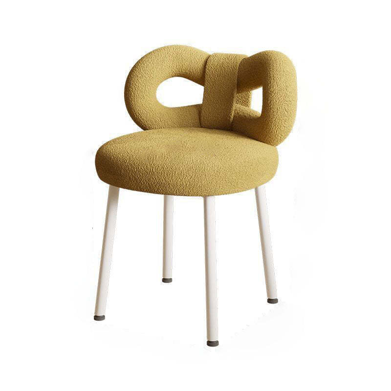 Minimalist Bow-Back Lambswool Steel Vanity Stool