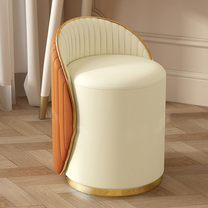 Minimalist Cylinder Iron Leather Vanity Stool