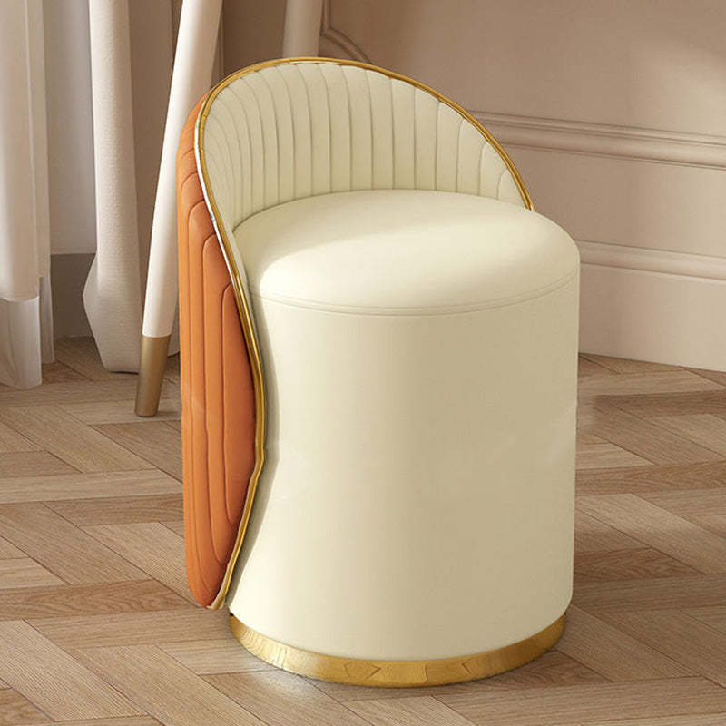 Minimalist Cylinder Iron Leather Vanity Stool