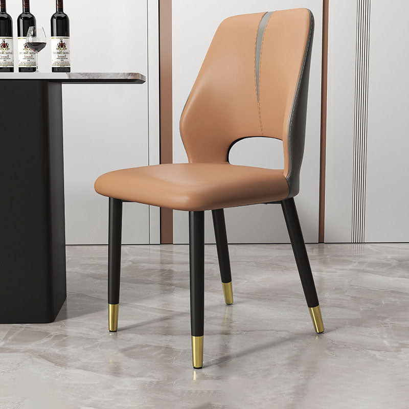 Modern Leather Steel Cushion Dining Chair
