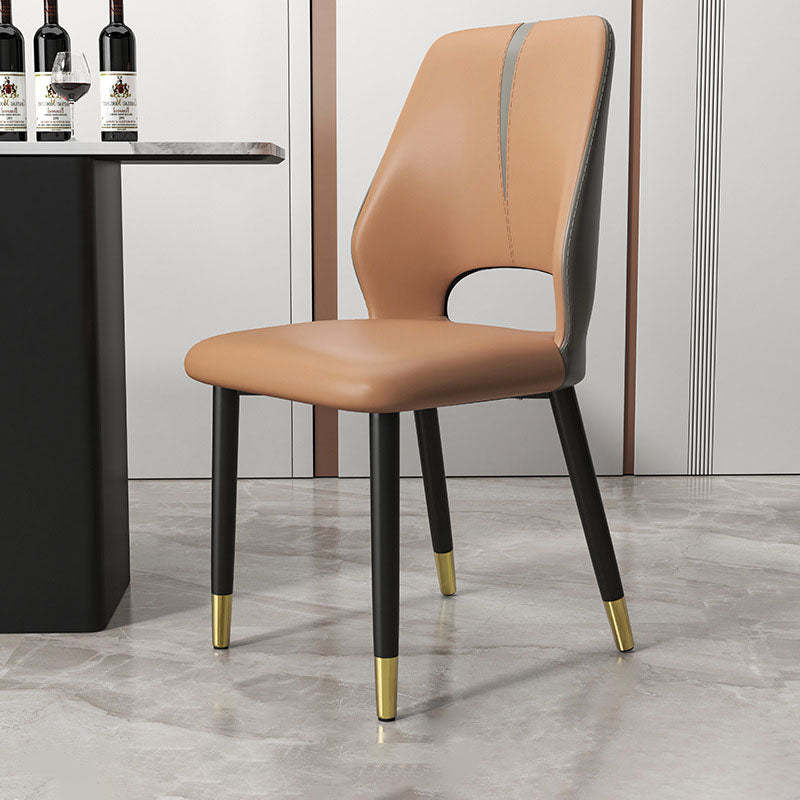 Modern Leather Steel Cushion Dining Chair