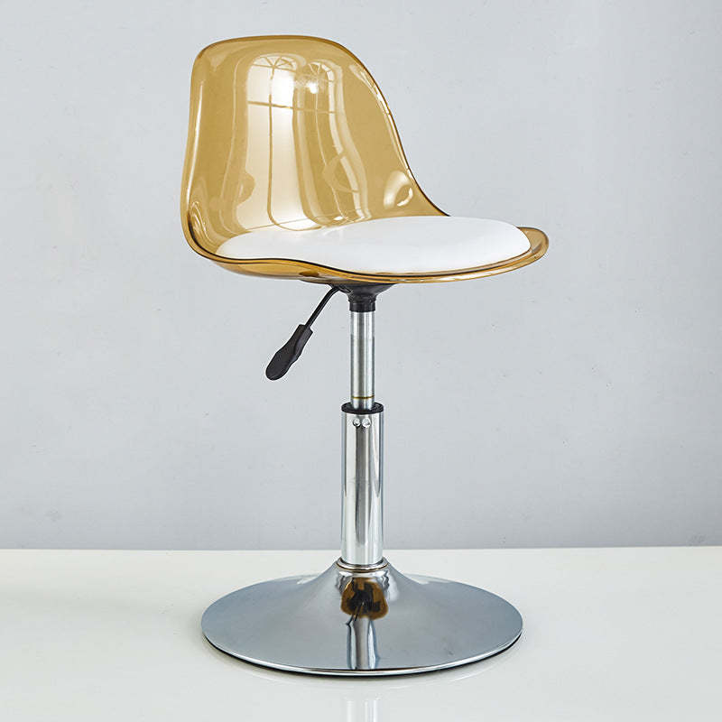 Minimalist cylinder pet bar & counter stools in metal — 15" Dia x 16"-21.5" H / Amber