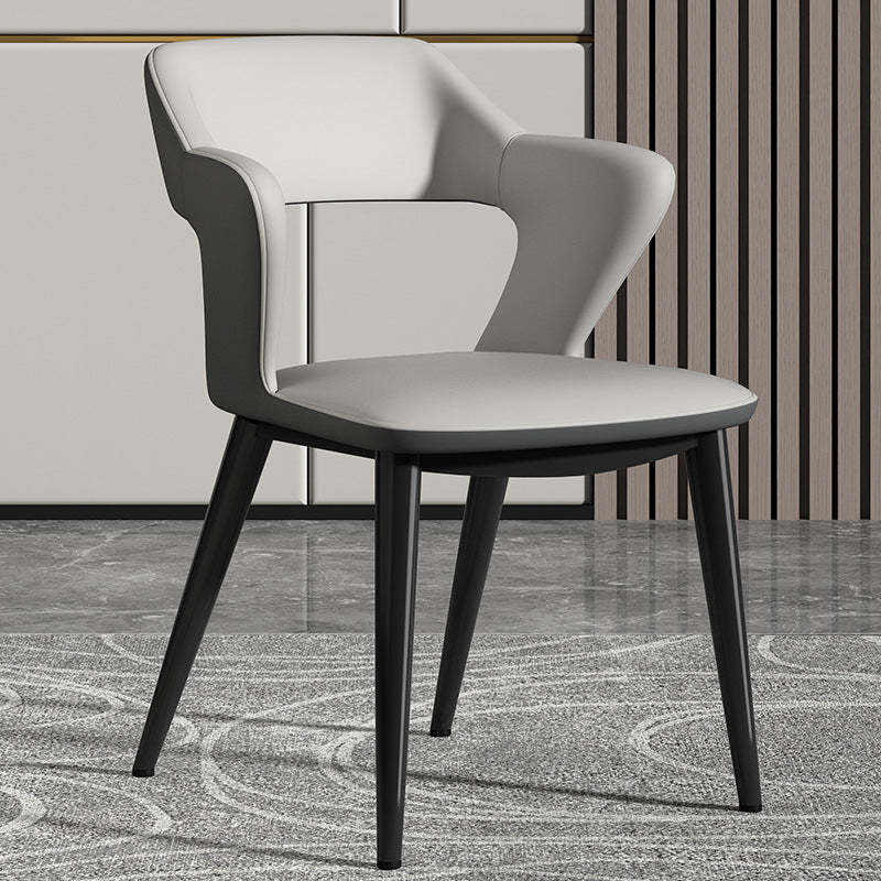 Scandinavian Leather Fabric Wing Dining Chair