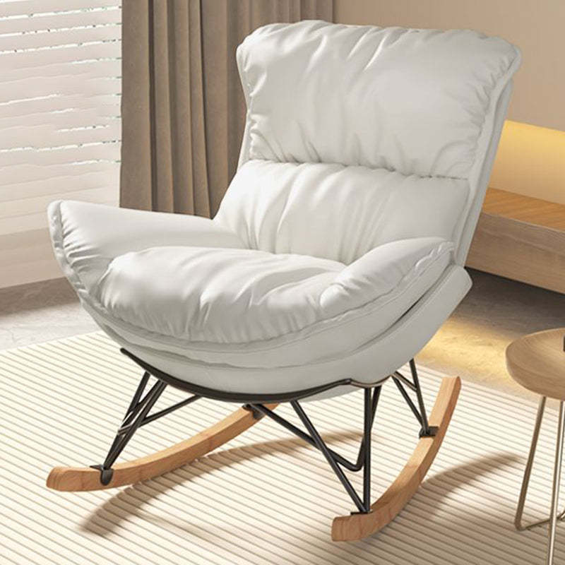 Contemporary Fabric Upholstered Rocking Chair — Without Footrest / White