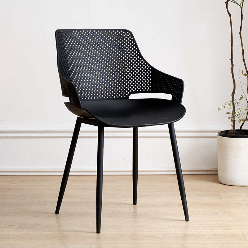 Minimalist Plastic Iron Dining Chair With Armrest