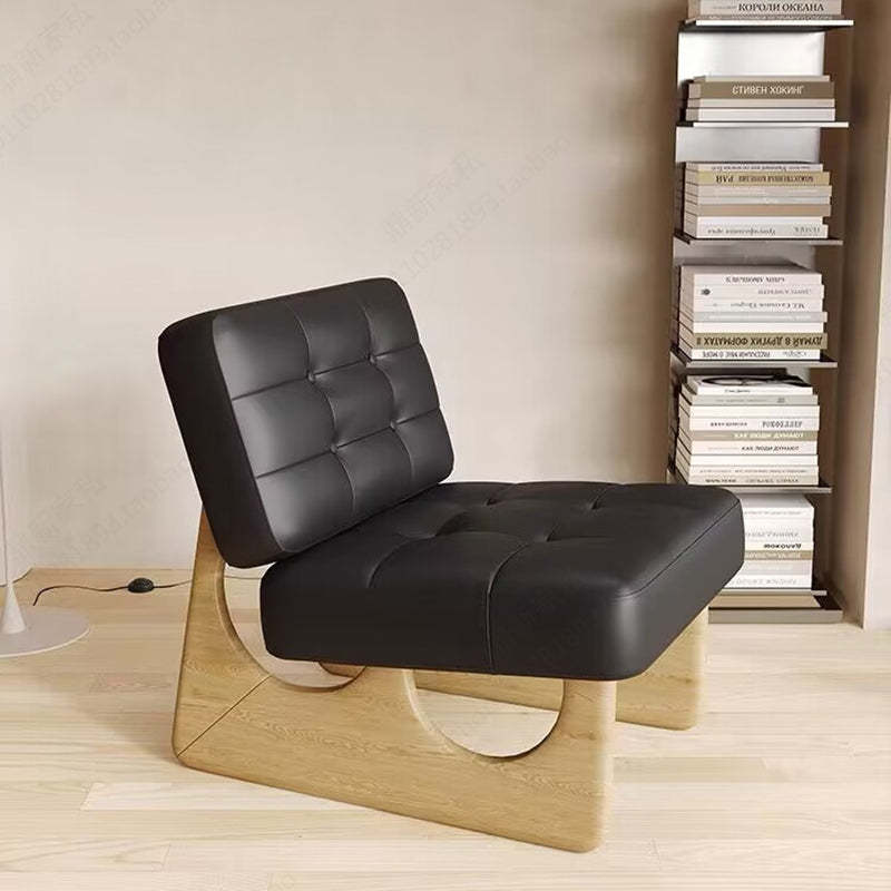 Nordic Upholstered Fabric Leather Wood Accent Chair