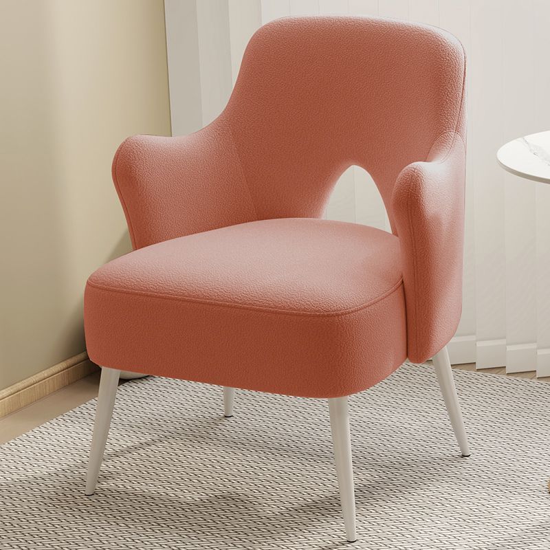 Minimalist Curved Wood Metal Accent Chair