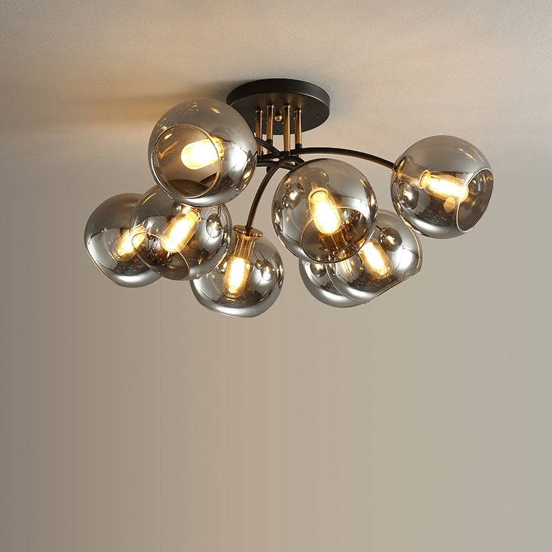 Modern Glass Magic Bean Round Semi-Flush Ceiling Light