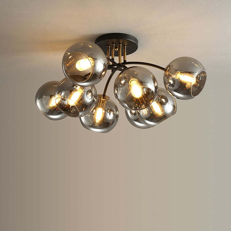 Modern Glass Magic Bean Round Semi-Flush Ceiling Light