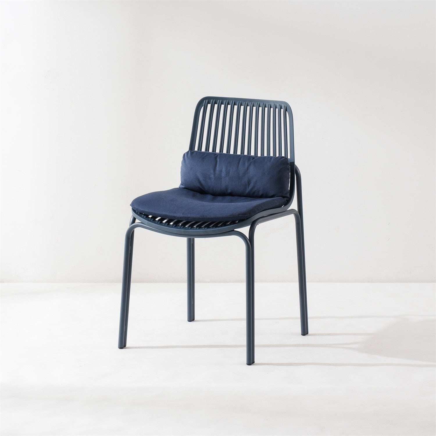 Minimalist Cushion Plastic Metal Dining Chair — B / White