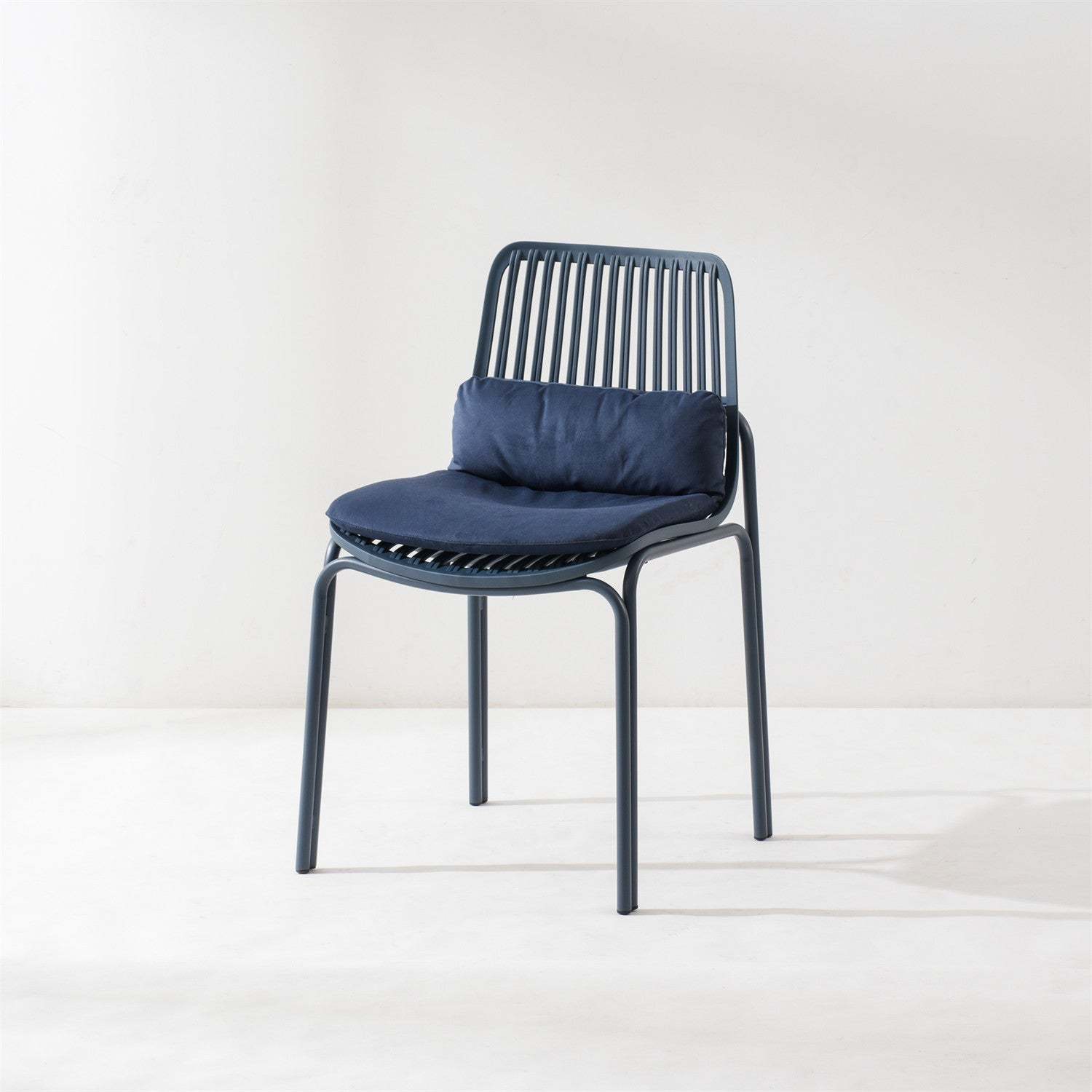 Minimalist Cushion Plastic Metal Dining Chair — B / White