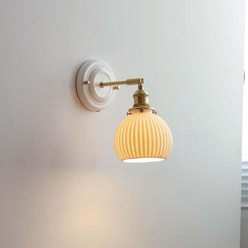 Vintage Japanese Ceramic Brass Sconce — E / 220V-240V For UK/AU