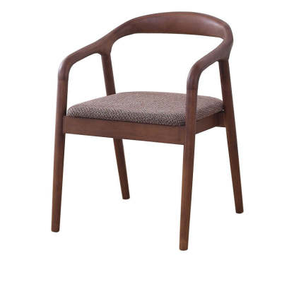 Minimalist Arched Wood Linen Dining Chair