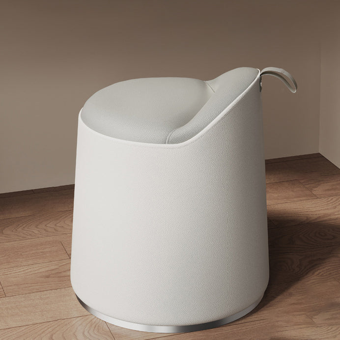 Modern Leather Wood Cylinder Vanity Stool — Swivel / Orange