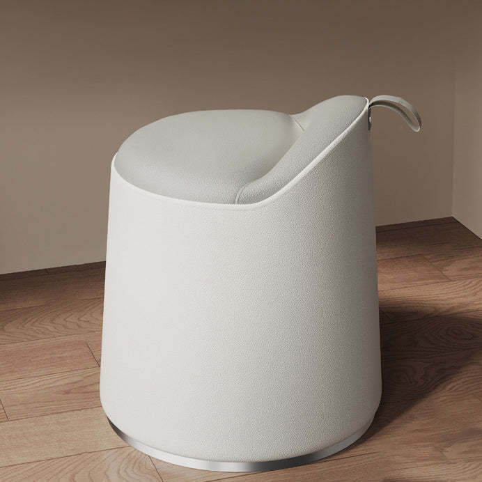 Modern Leather Wood Cylinder Vanity Stool — Swivel / Orange