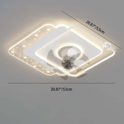 Contemporary Iron Acrylic Round LED Semi-Flush Fan Light — Square / Black / Infinitely Dimmable
