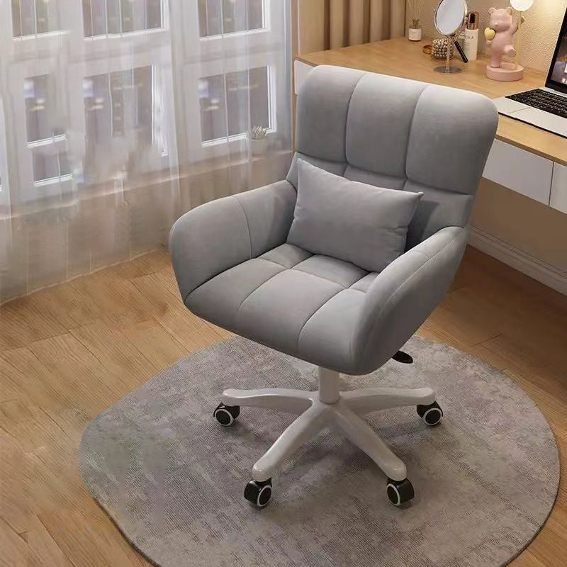 Nordic Velvet Swivel Height-Adjustable Desk Chair — Gray