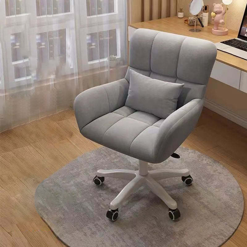 Nordic Velvet Swivel Height-Adjustable Desk Chair — Gray