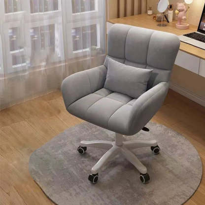Nordic Velvet Swivel Height-Adjustable Desk Chair — Gray